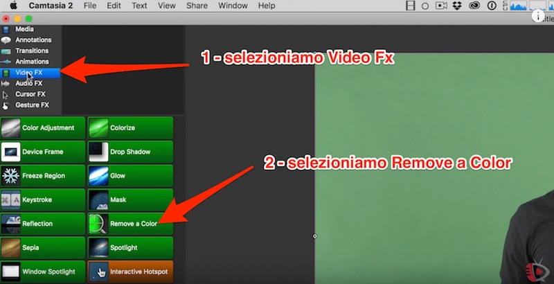 Tutorial Chroma Keying in Camtasia - Come usare il green screen per rimuovere lo sfondo