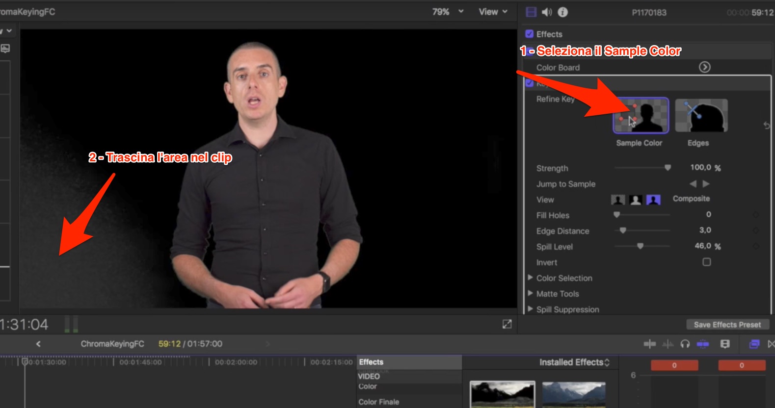 Tutorial Chroma Keying in Final Cut Pro X - Come usare il green screen per rimuovere lo sfondo